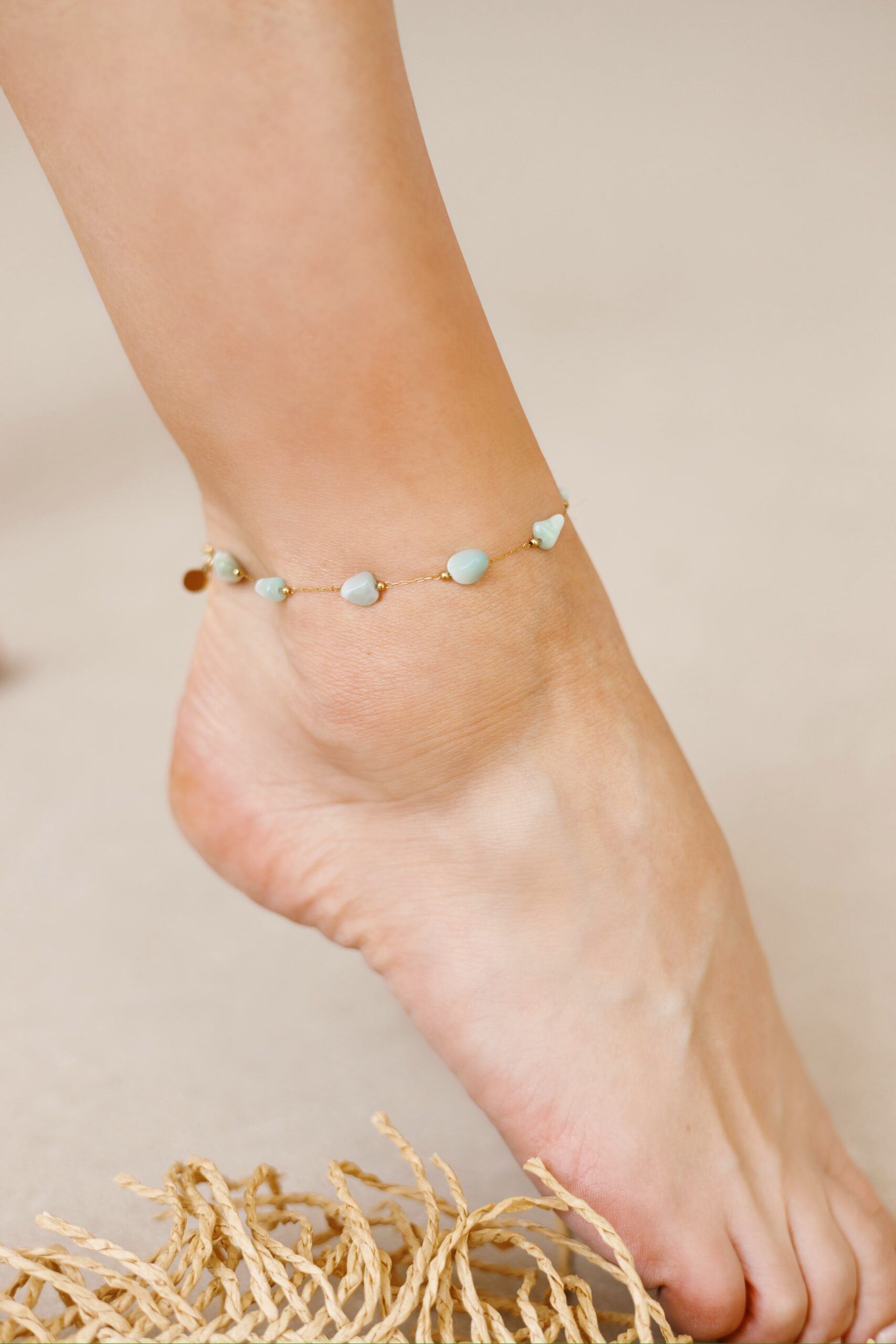 Bransoletka na nogę – Lea drop – Amazonit
