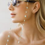 Łańcuszek do okularów / naszyjnik - Lea drop - Amazonit