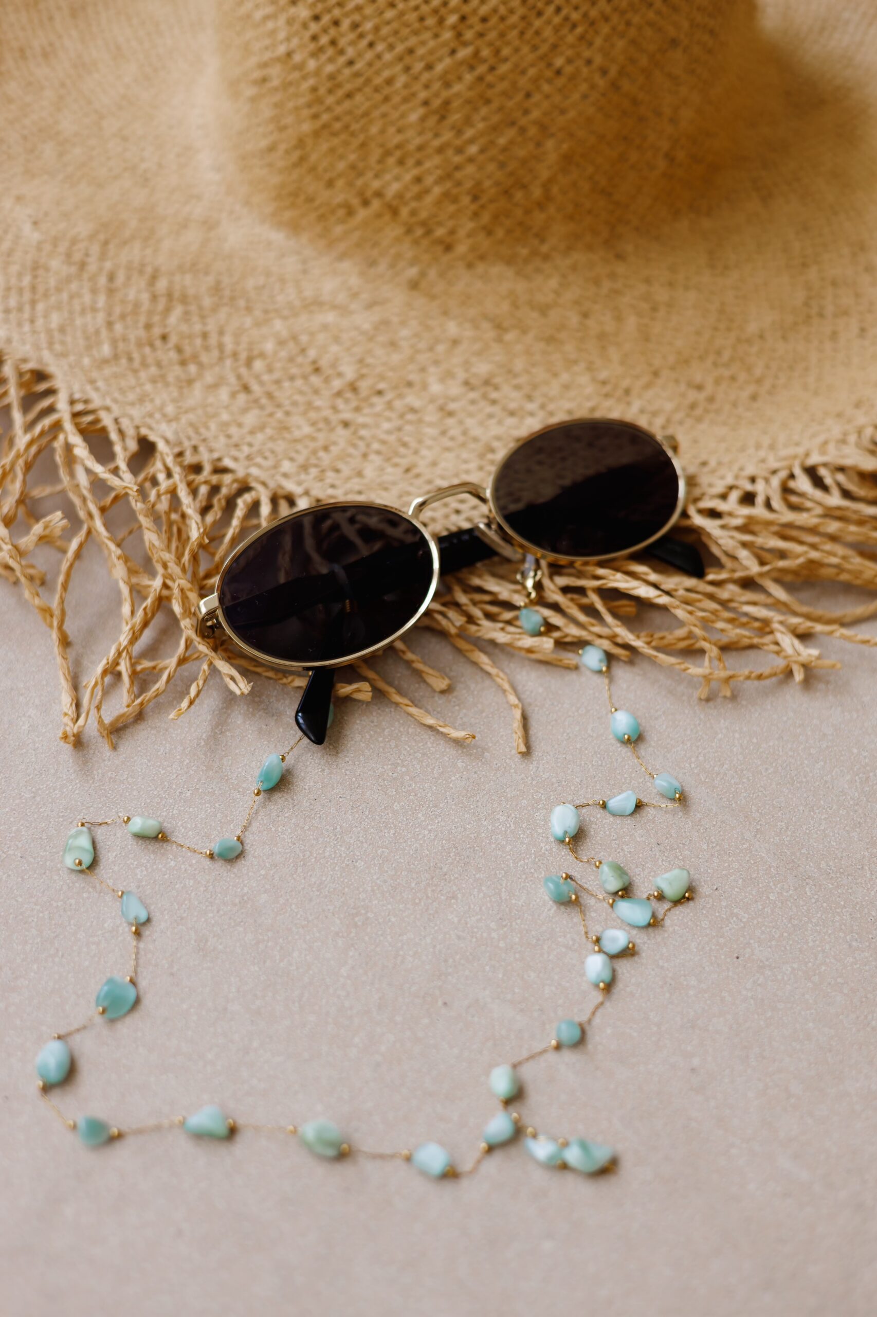 Łańcuszek do okularów / naszyjnik – Lea drop – Amazonit