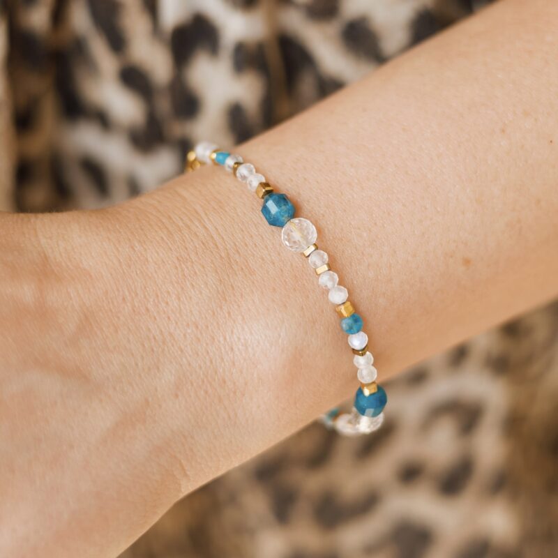 Bransoletka Luna Nomad - Apatyt, Kryształ górski, Kamień księżycowy, Hematyt