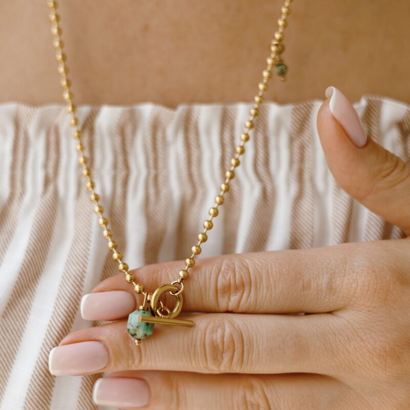 Naszyjnik Green wave drop - Turkus afrykański