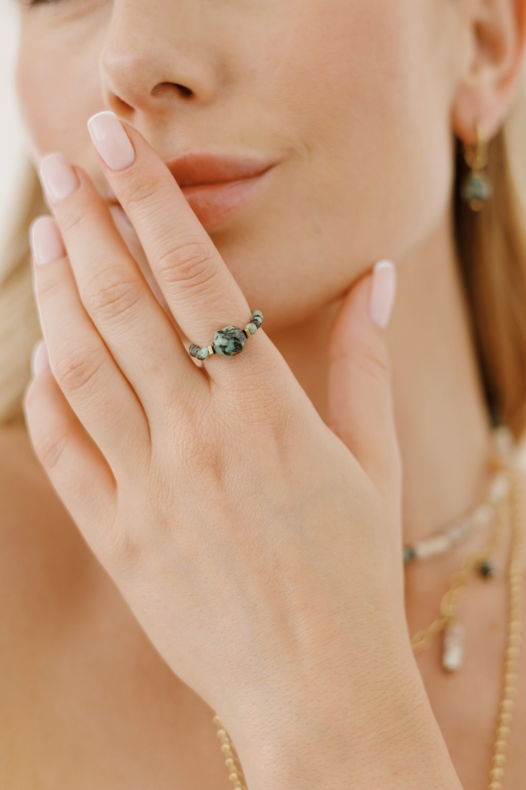 Pierścionek elastyczny Green wave – Turkus afrykański