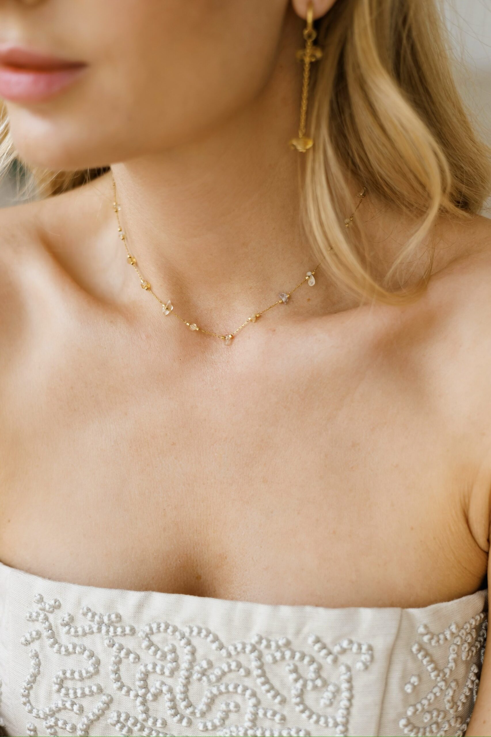 Naszyjnik Solea drop – Cytryn, stal szlachnetna