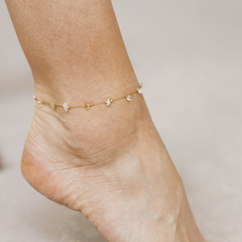 Bransoletka na nogę Solea drop - Cytryn, stal szlachetna