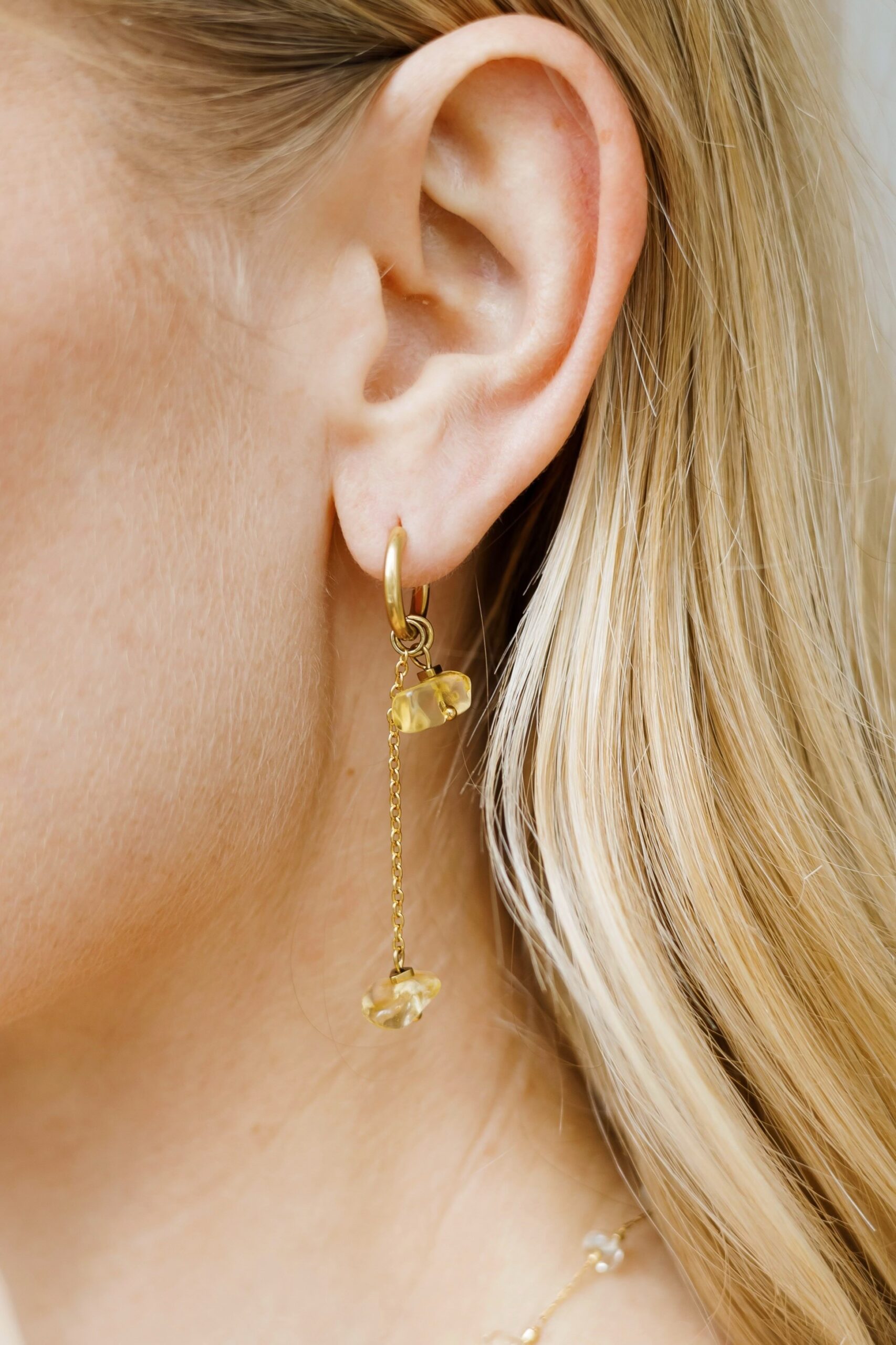 Kolczyki Solea drop – Cytryn, stal szlachetna