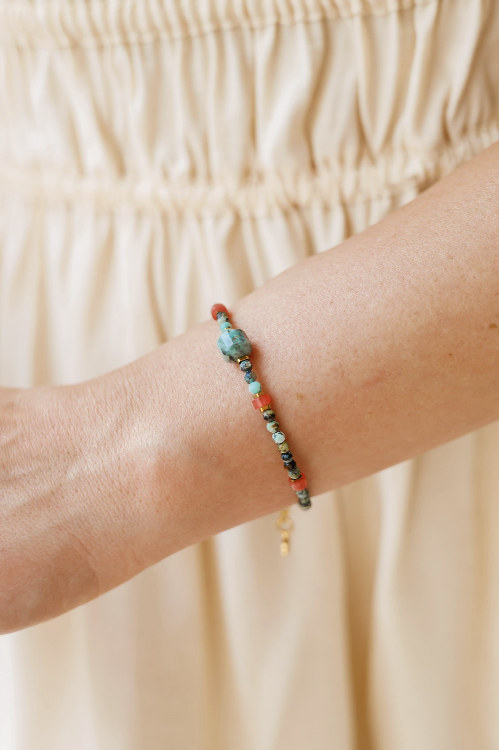 Bransoletka African Coral – Turkus afrykański, Jadeit