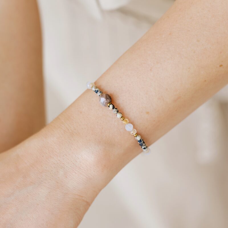 Bransoletka Gaia - Kamień słoneczny, Jaspis dalmatyński, Chalcedon, Cytryn