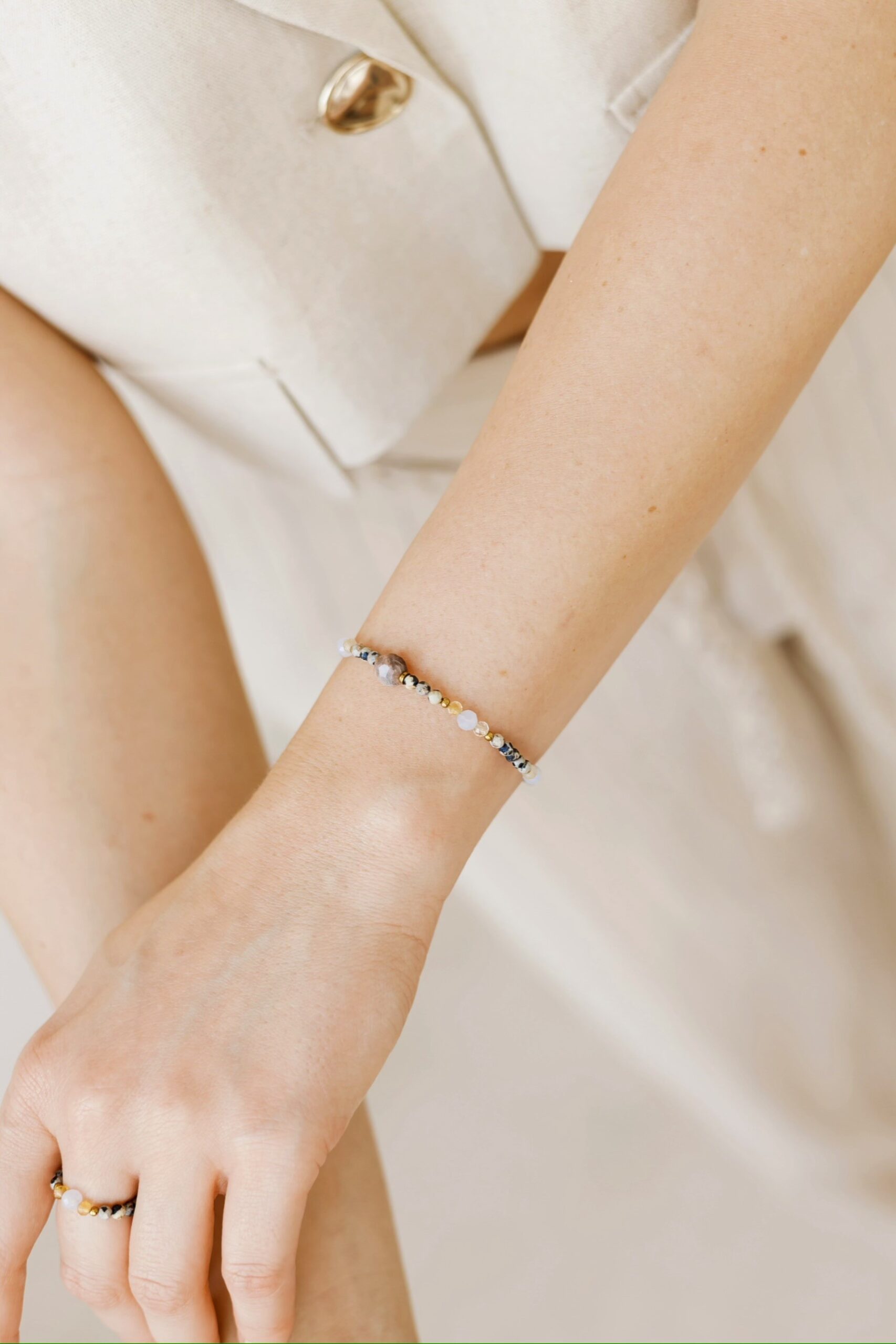 Bransoletka Gaia – Kamień słoneczny, Jaspis dalmatyński, Chalcedon, Cytryn