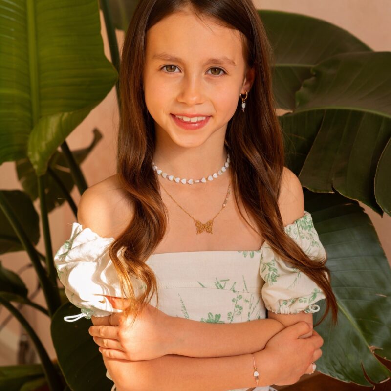 Naszyjnik dla dziewczynki "Motylek" - Ametyst