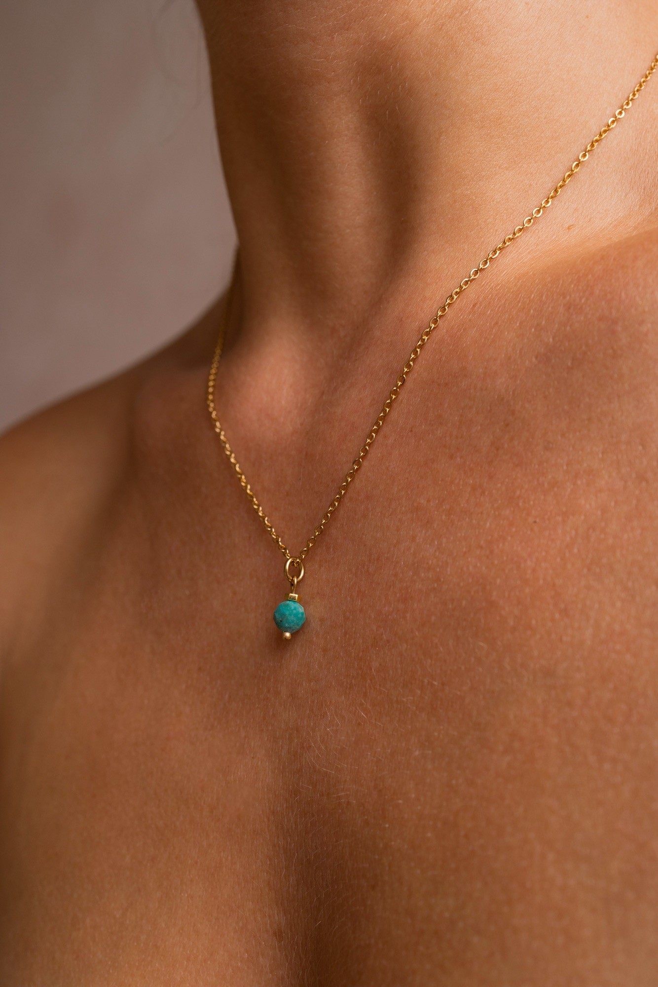 Naszyjnik zodiakalny – Wodnik – Chryzokola – stal szlachetna pozłacana