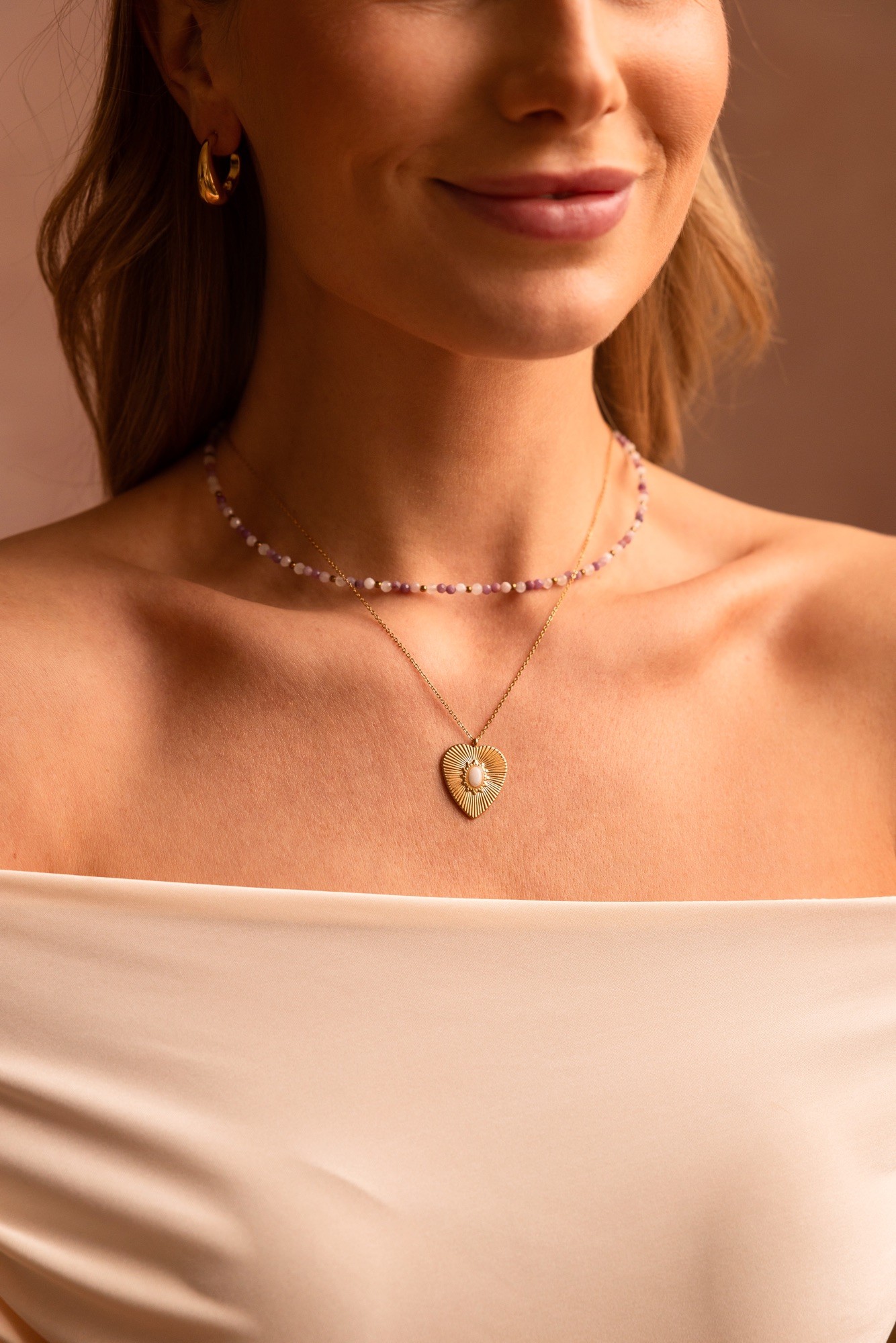 Naszyjnik Vintage Love – Masa perłowa – naszyjnik ze stali szlachetnej pozłacanej