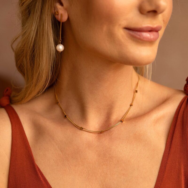 Naszyjnik Etna - stal szlachetna pozłacana