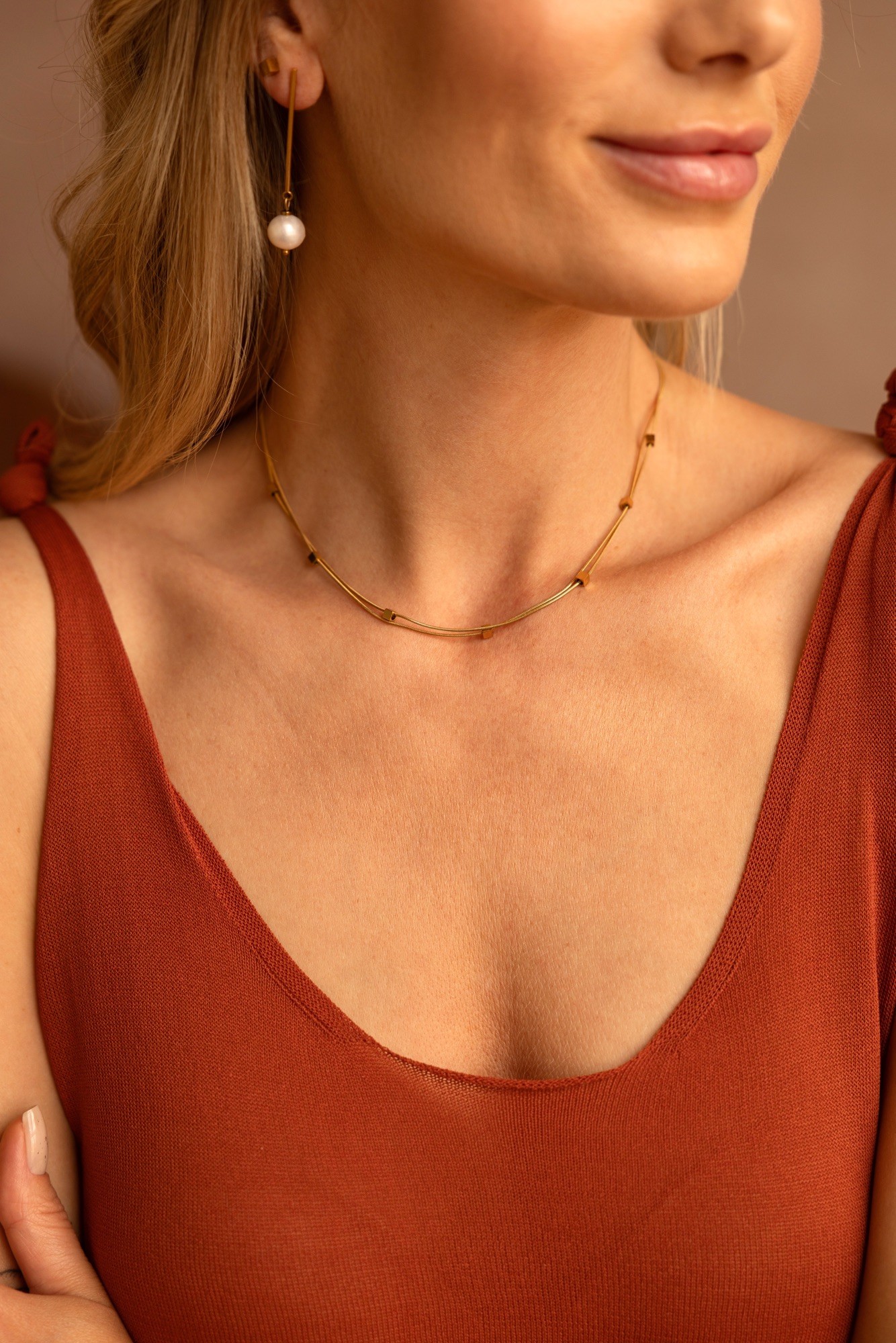 Naszyjnik Etna – stal szlachetna pozłacana