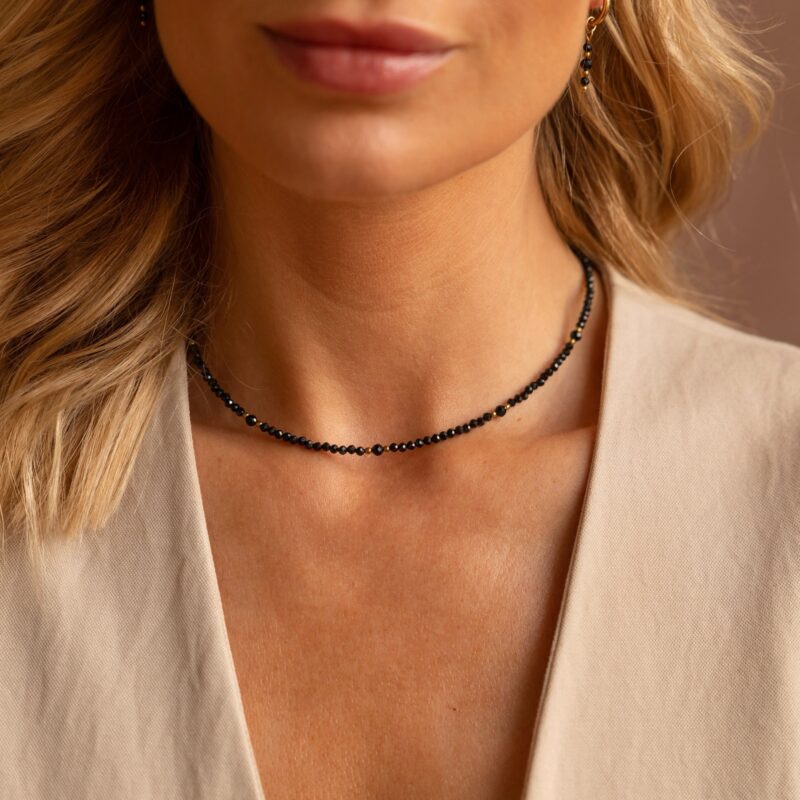 Naszyjnik typu choker "Black opium" - Turmalin