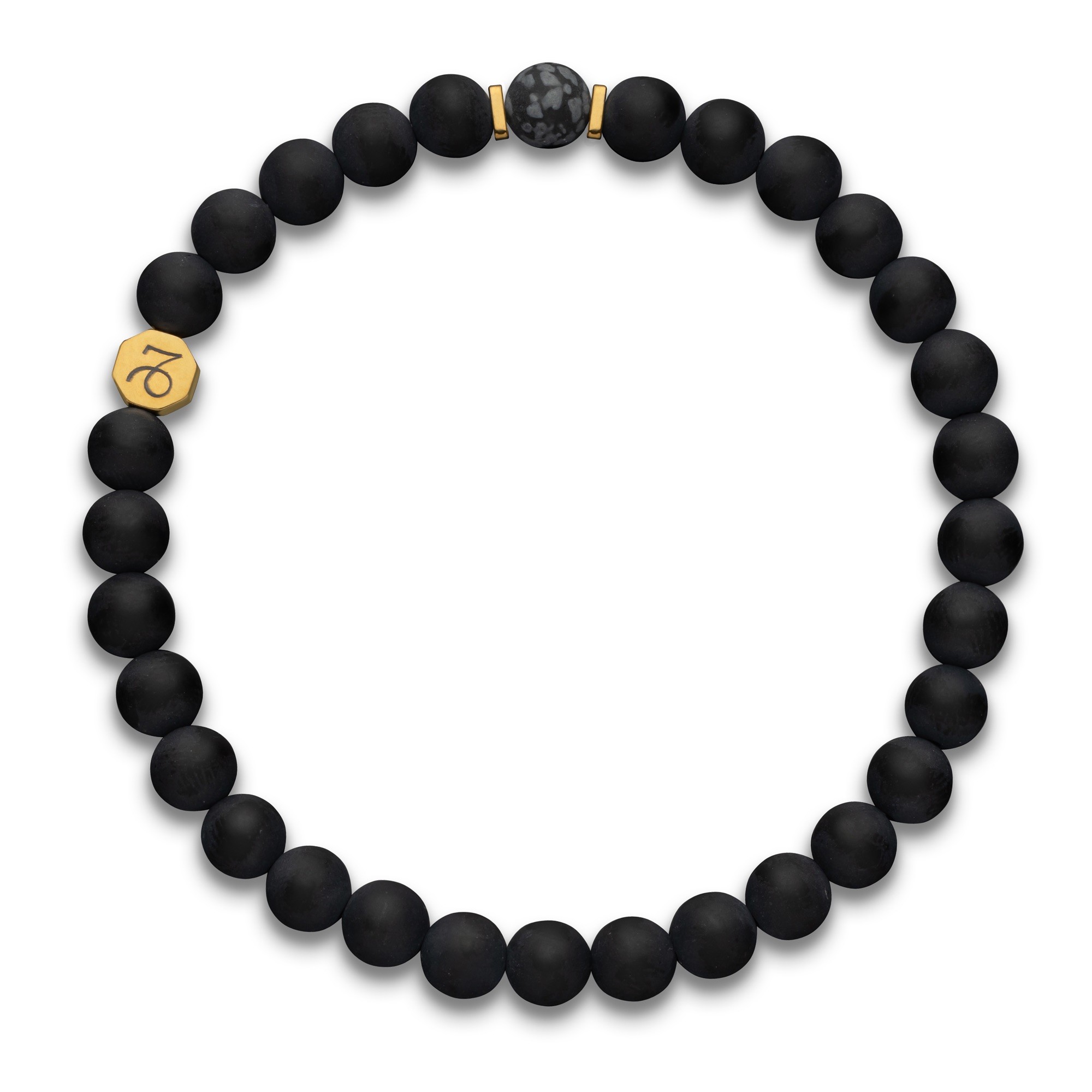 Bransoletka męska zodiakalna Koziorożec – Obsydian śnieżny