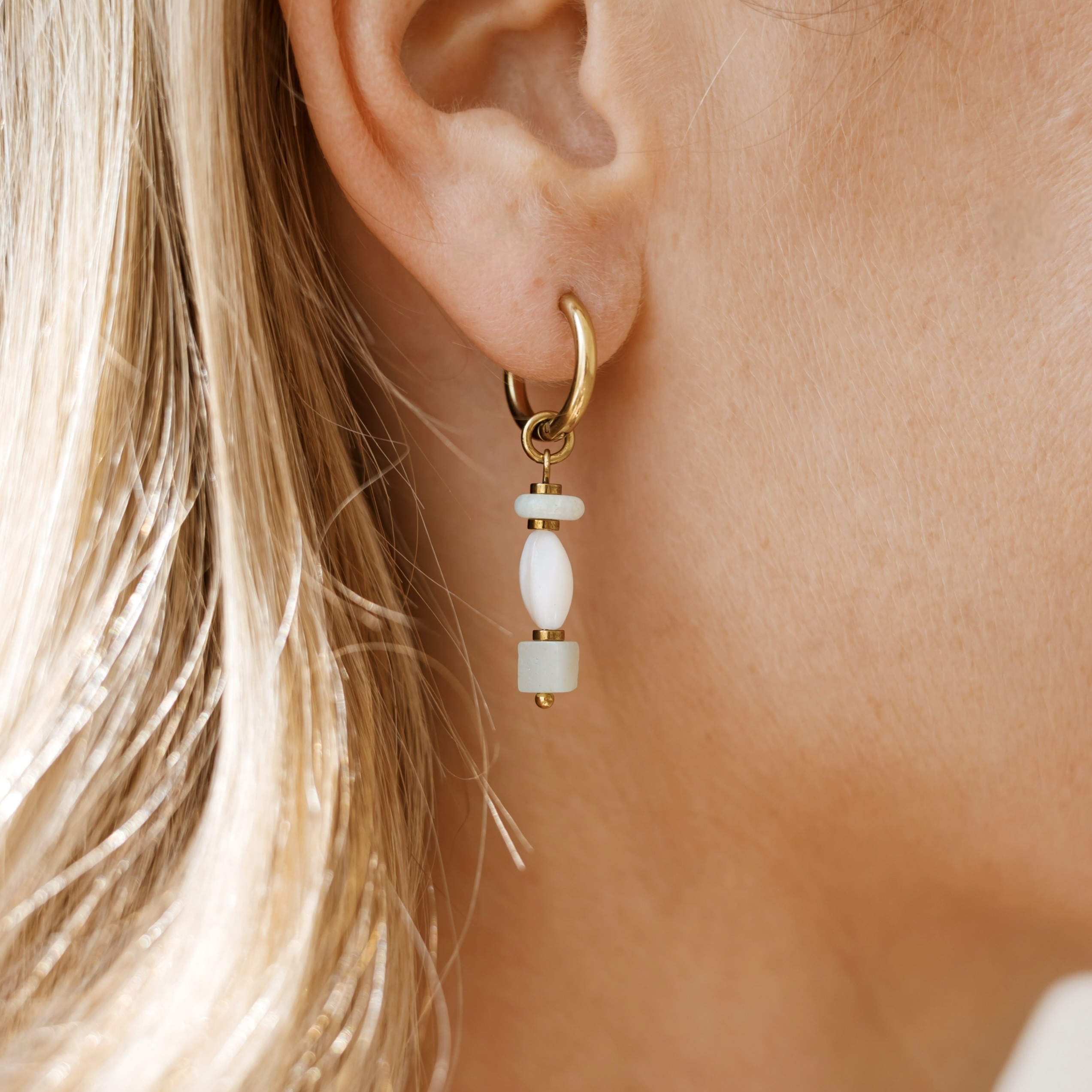 Kolczyki Athens – Amazonit, masa perłowa, Hematyt