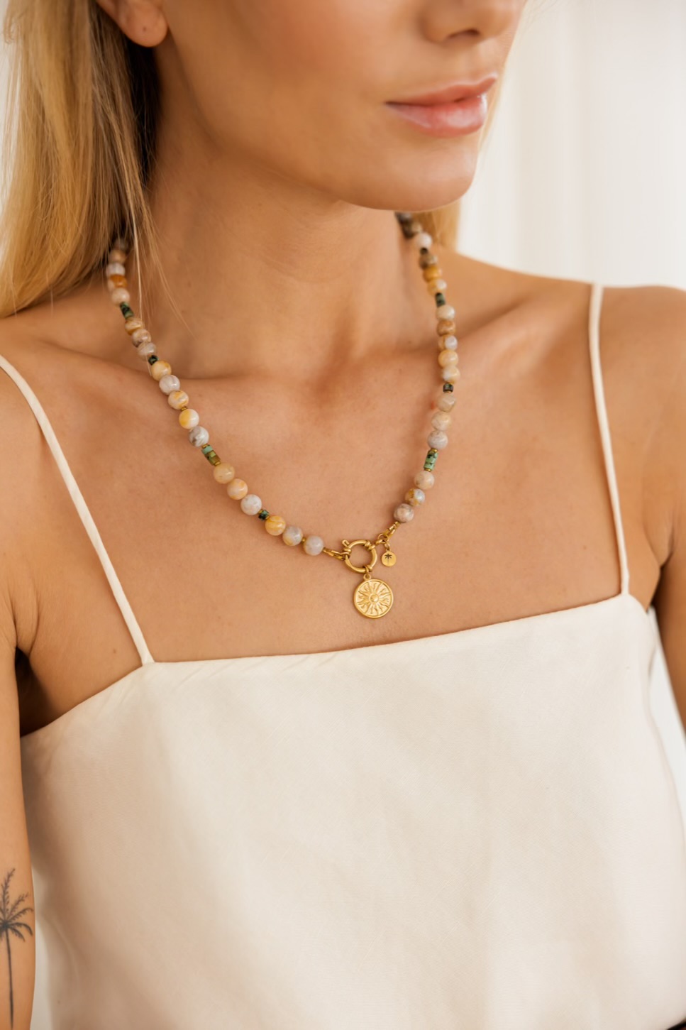 Naszyjnik z federingiem Agat Sun – Agat bambusowy