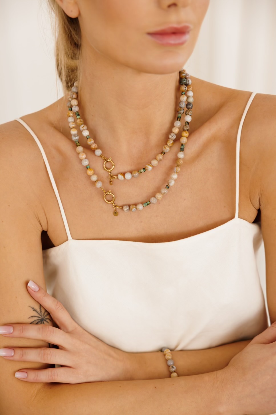 Naszyjnik z federingiem Agat Sun – Agat bambusowy