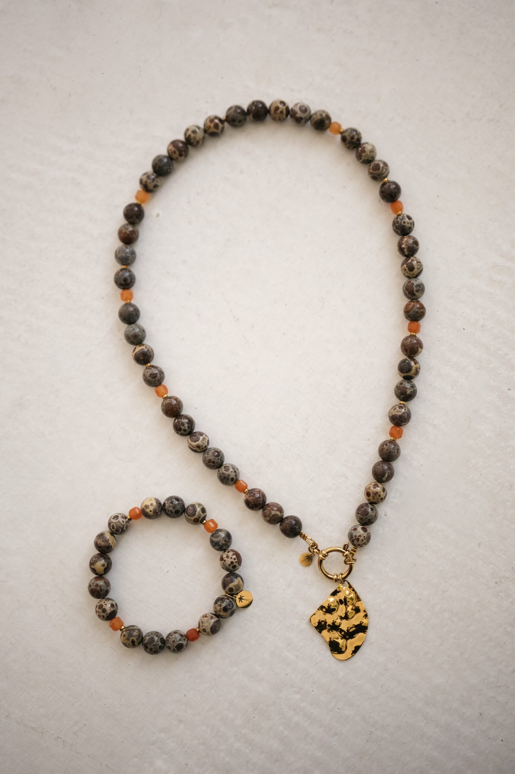 Bransoletka elastyczna Solis – Jaspis brązowy, Awenturyn