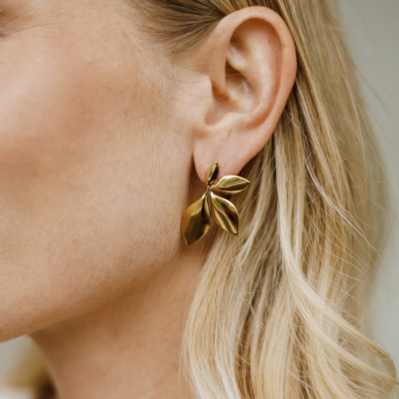 Kolczyki Leaf Gold - stal szlachetna pozłacana