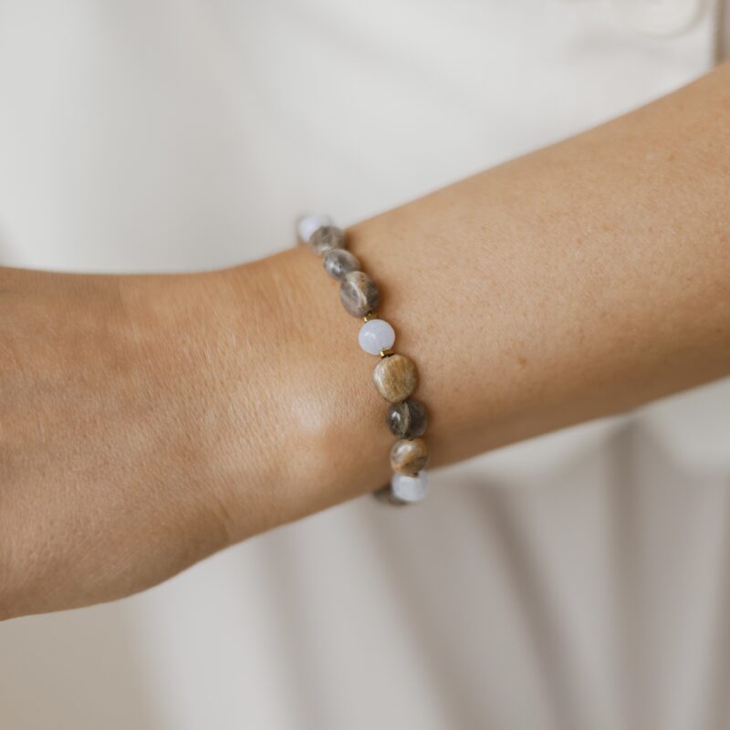 Bransoletka z kamieniem słonecznym i Chalcedonem - Blue pastel