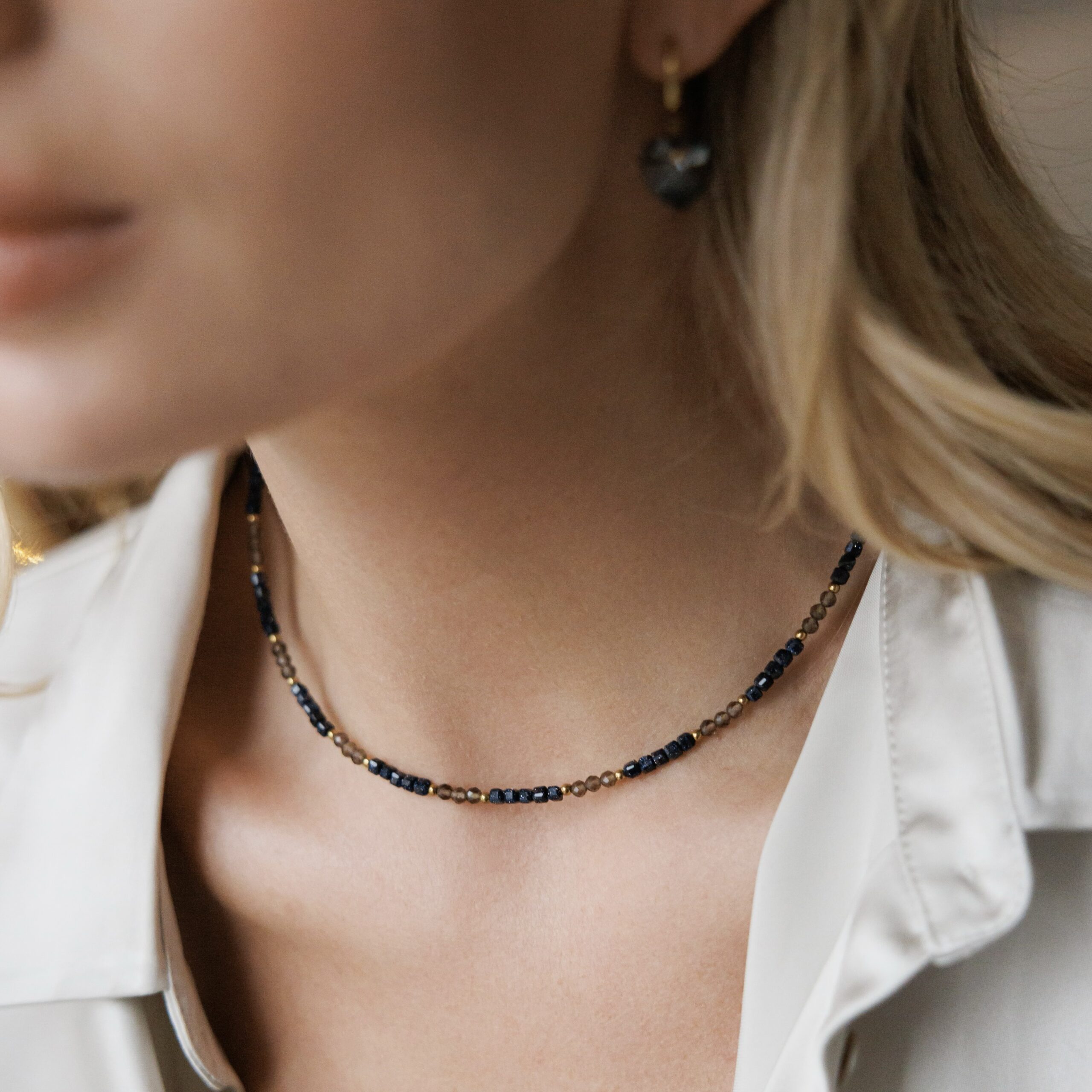 Naszyjnik typu choker Silent night – Noc kairu, Kwarc dymny