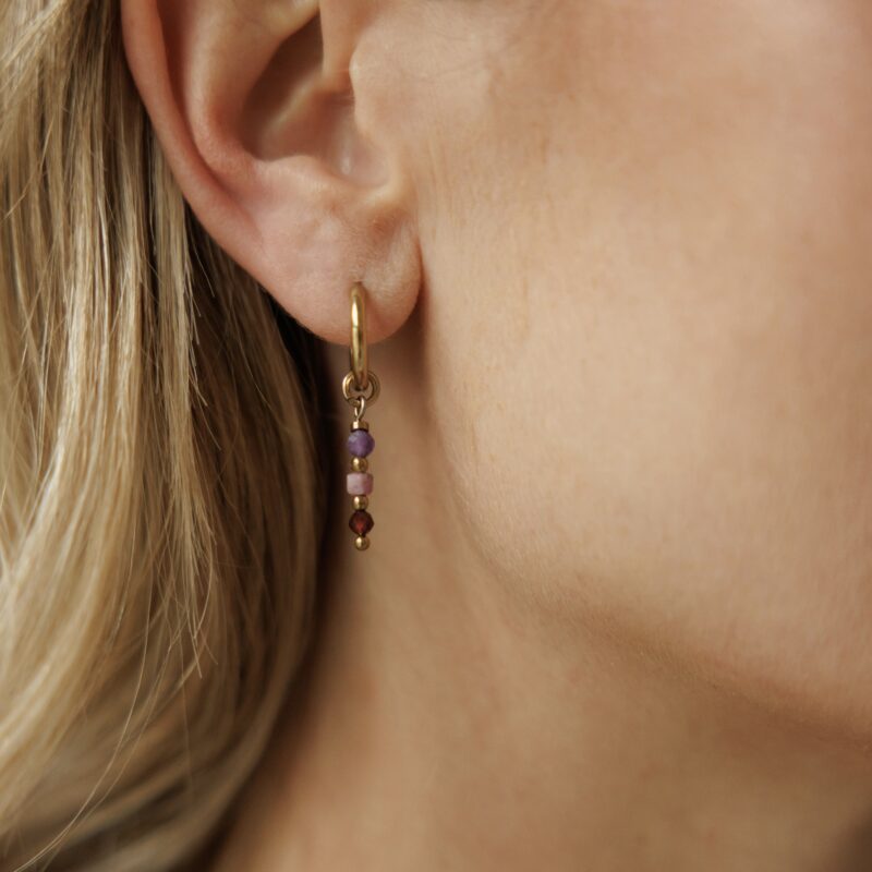 Kolczyki Royal mystic - Rubin, Granat, Ametyst, Hematyt