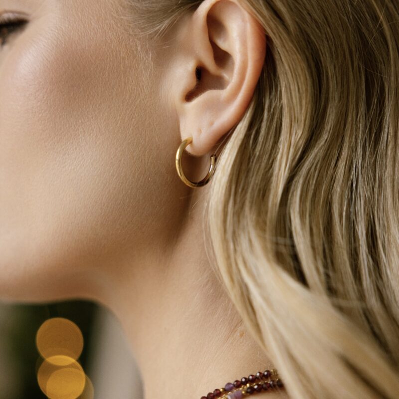 Kolczyki koła na sztyfcie Mystic - stal szlachetna pozłacana