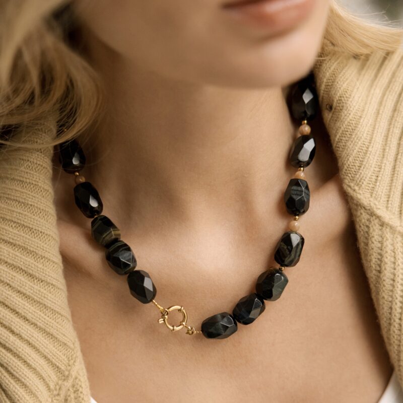 Naszyjnik Aurora - Tygrysie oko, Kamień słoneczny