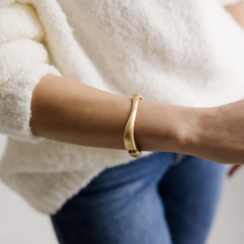 Bransoleta typu bagieta - Love mat - stal szlachetna pozłacana