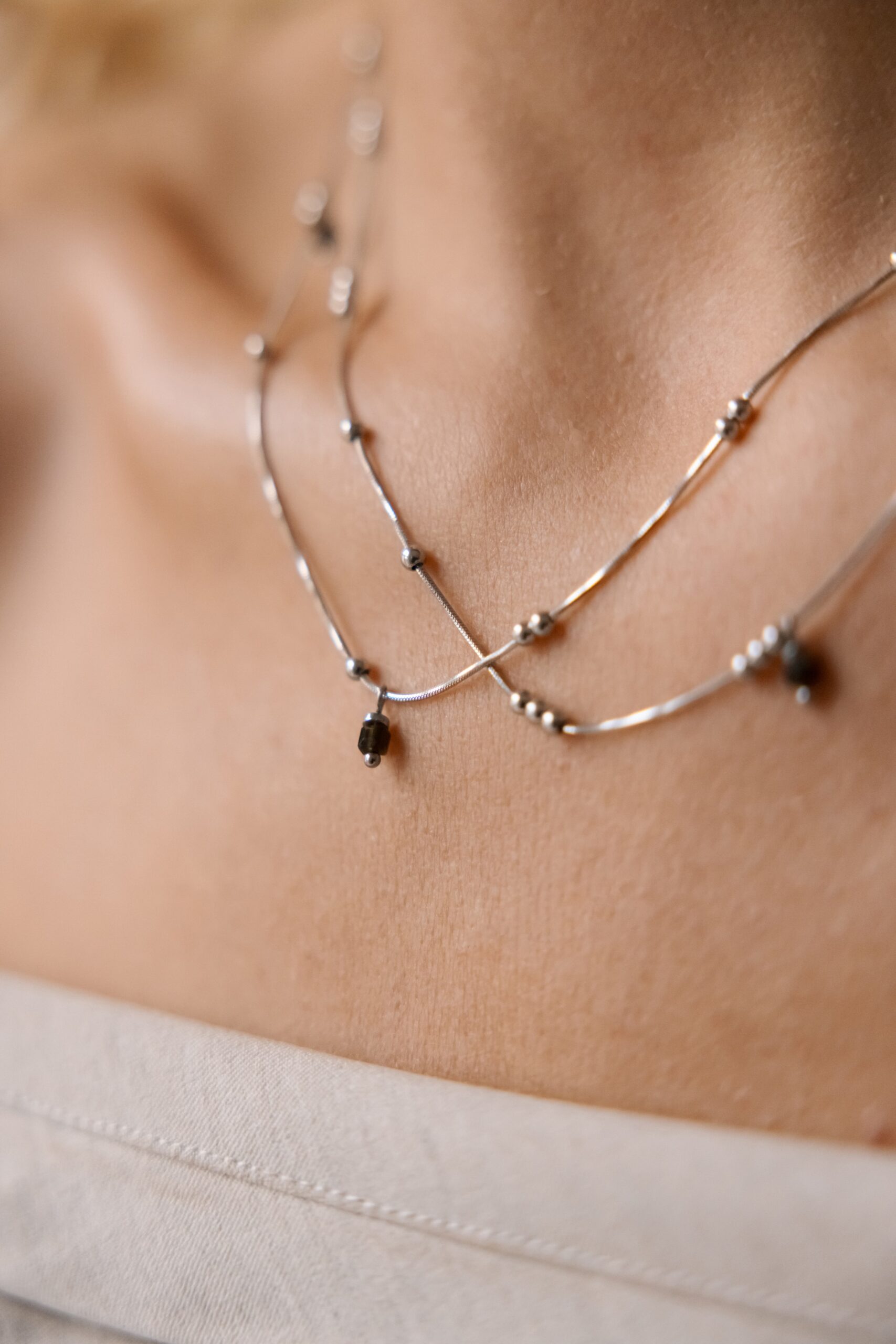 Łańcuszek Winter forest SILVER – Obsydian złocisty