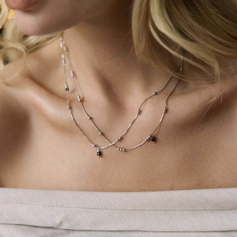 Łańcuszek Winter forest SILVER - Obsydian złocisty