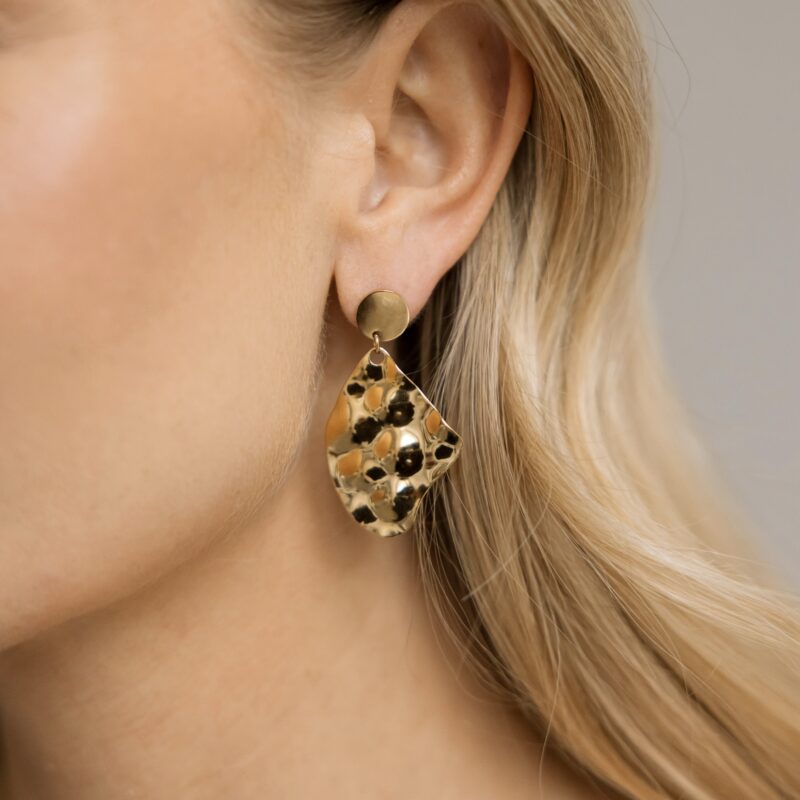 Kolczyki gniecione Solis - stal szlachetna pozłacana