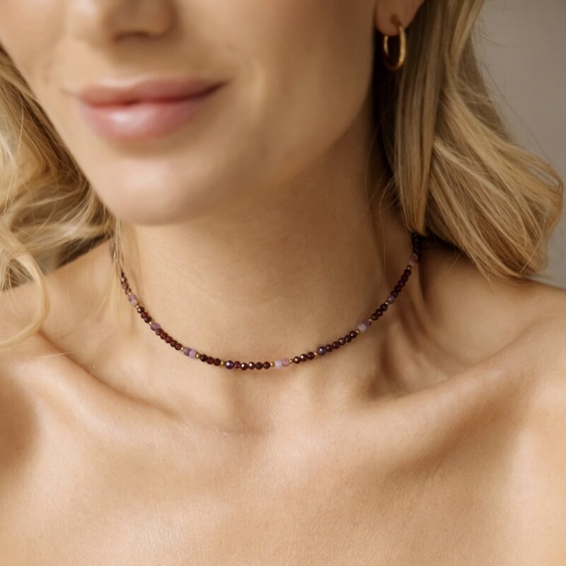 Naszyjnik typu choker Royal mystic - Rubin, Granat, Ametyst, Hematyt