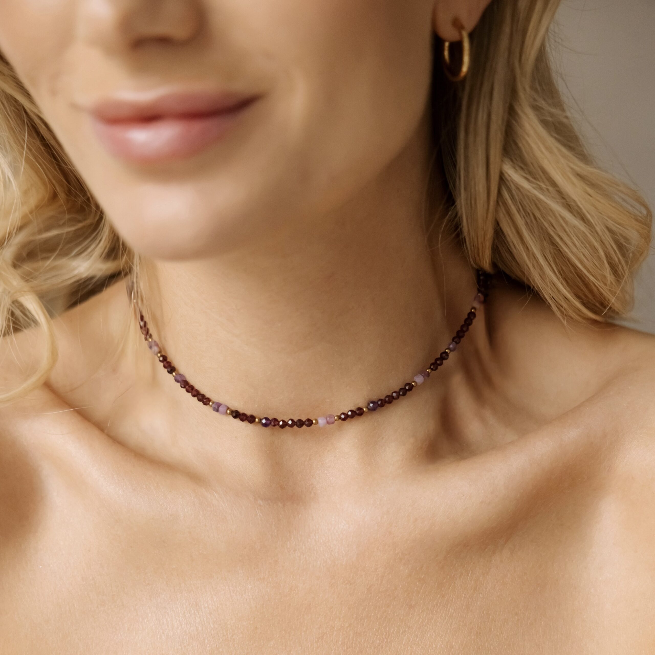 Naszyjnik typu choker Royal mystic – Rubin, Granat, Ametyst, Hematyt