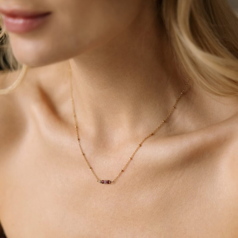 Łańcuszek Royal mystic - Granat, Rubin, Stal szlachetna pozłacana