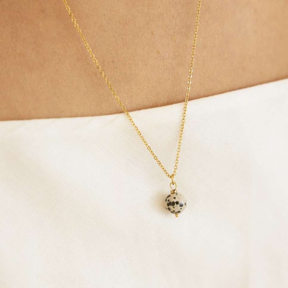 Łańcuszek z Jaspisem Dalmatyńskim – stal szlachetna