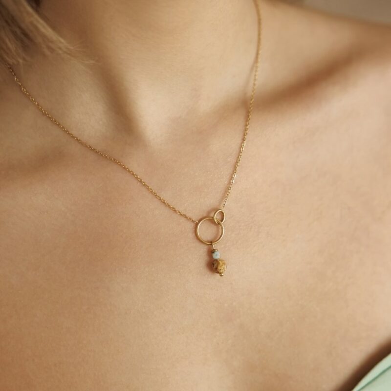 Łańcuszek koła Gili - Larimar, Jaspis obrazkowy, Hematyt