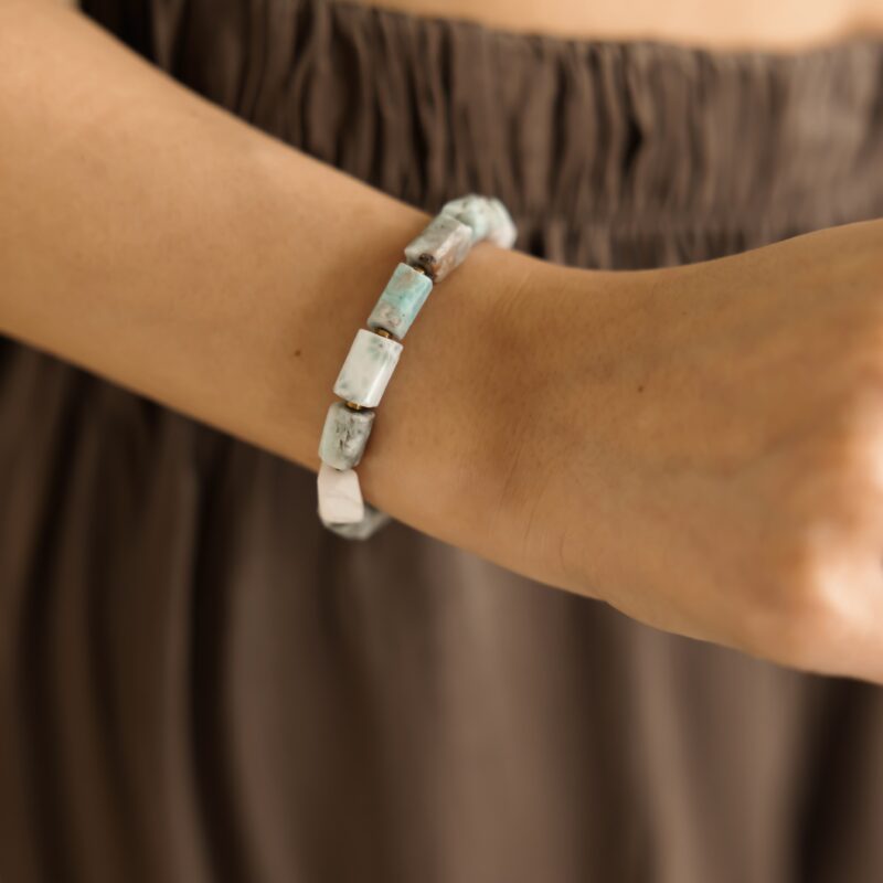 Bransoletka Gili - Larimar surowy, Hematyt