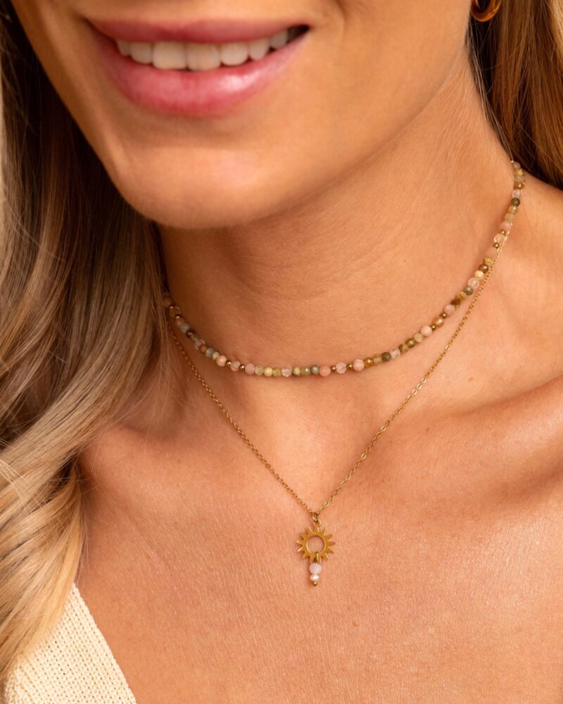 Choker "Spring vibe" - Granat zielony