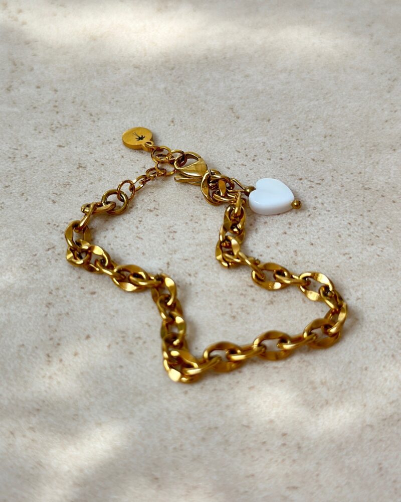 Bransoletka White Heart chain - stal szlachetna