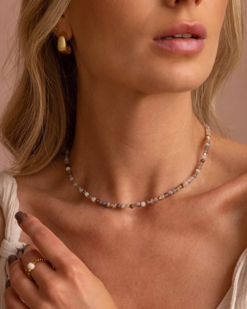 Naszyjnik typu choker "Azulik" - Agat Botswana