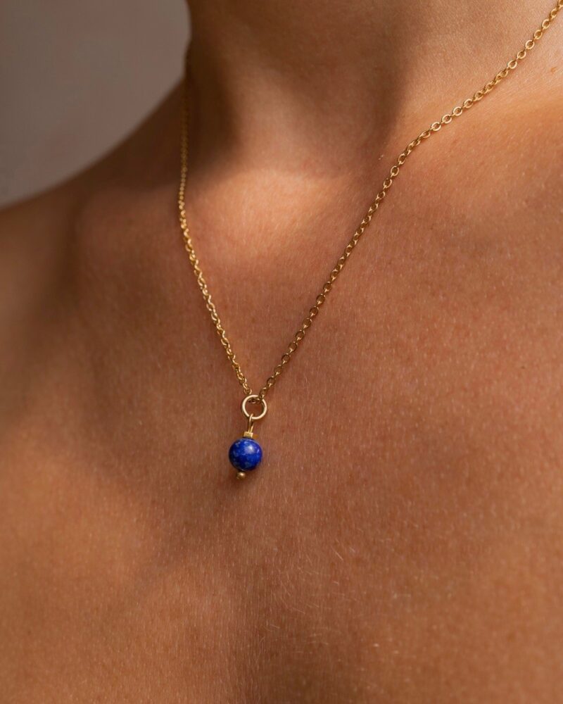 Naszyjnik zodiakalny - Strzelec - Lapis Lazuli - stal szlachetna pozłacana