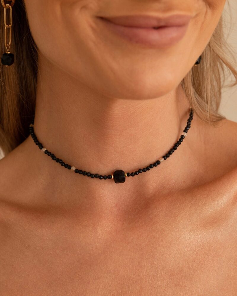 Naszyjnik typu choker "Black Balance" - Czarny Agat