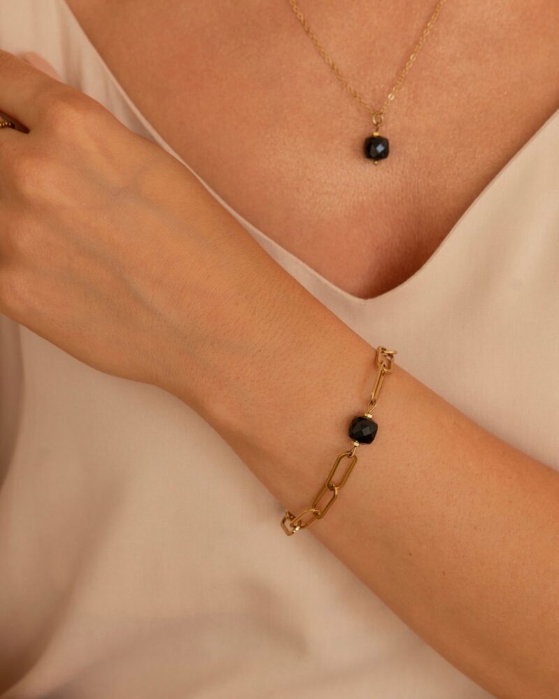 Bransoletka "Black Balance chain" - Czarny Agat