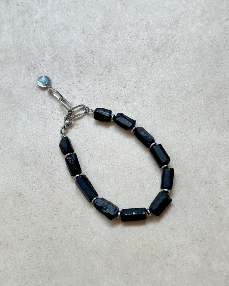 Bransoletka "Black Energy silver" - Turmalin czarny