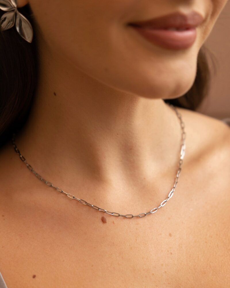 Naszyjnik "Chain" - silver - stal szlachetna
