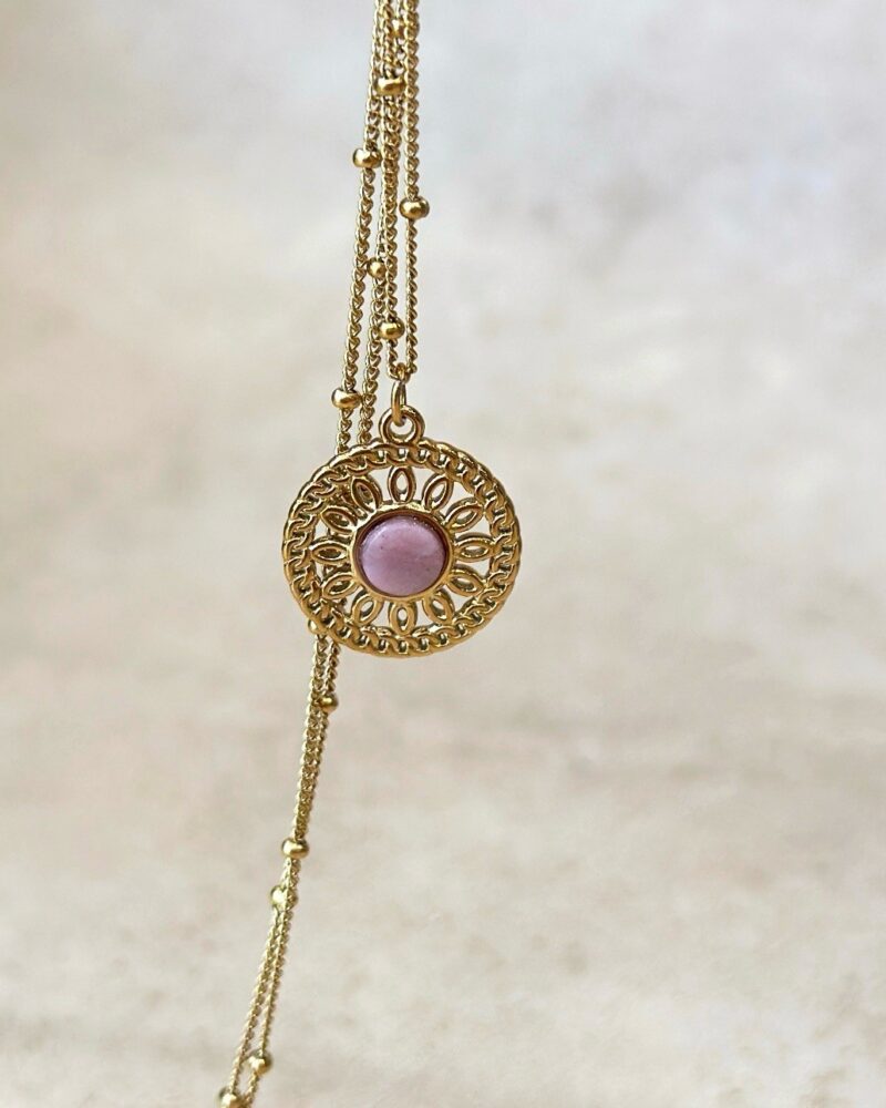 Naszyjnik "Boho pink" - Naszyjnik z Rodonitem