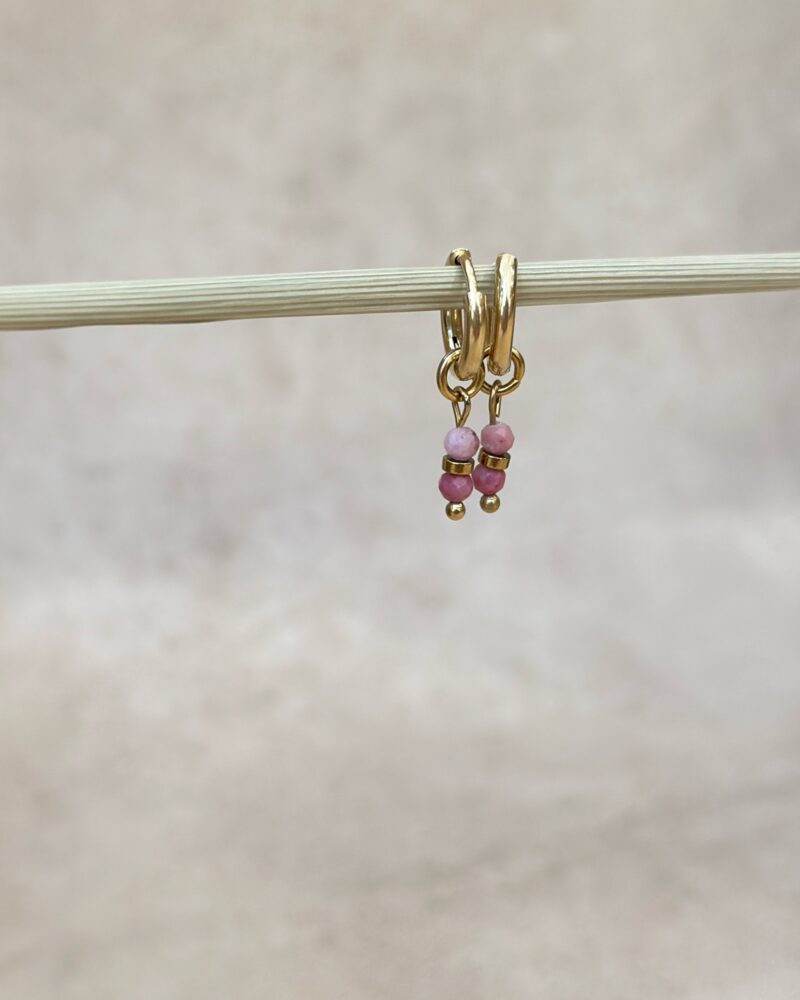 Kolczyki "Boho pink" - kolczyki z Rodonitem