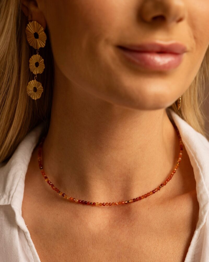 Naszyjnik typu choker "Sunset in Sicily" - Karneol